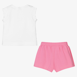 Mayoral-Белый топ и розовые шорты из хлопка | Childrensalon Outlet