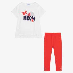 Mayoral-White & Red Leggings Set | Childrensalon Outlet