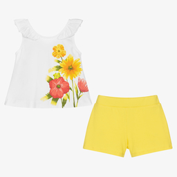 Mayoral-White & Yellow Shorts Set | Childrensalon Outlet