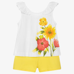 Mayoral-White & Yellow Shorts Set | Childrensalon Outlet