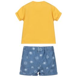 Mayoral Для новорожденных-Комплект из желтой футболки с синими шортами | Childrensalon Outlet