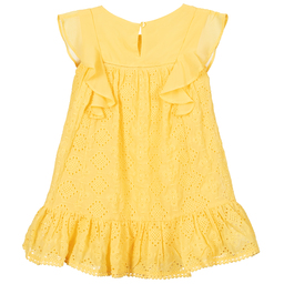 مايورال-فستان شيفون برودوري لون أصفر | Childrensalon Outlet