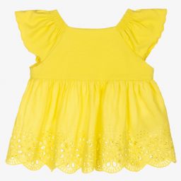 مايورال-توب أطفال بناتي قطن برودوري لون أصفر | Childrensalon Outlet