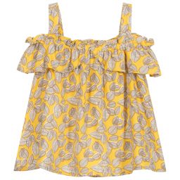 Mayoral-بلوز فيسكوز لون أصفر وبنّي | Childrensalon Outlet