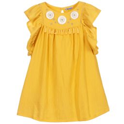 Mayoral-Yellow Embroidered Dress | Childrensalon Outlet