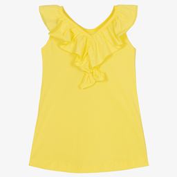 مايورال-فستان قطن مستدام لون أصفر بطبعة ورود | Childrensalon Outlet