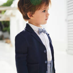 Mayoral-Young Gentleman's Navy Linen-Cotton Jacket | Childrensalon Outlet