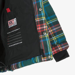 MC2 Saint Barth-Boys Green Tartan Peanuts Down Puffer Jacket | Childrensalon Outlet