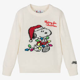 MC2 Saint Barth-بلوفر بطبعة بيناتز مزيج صوف لون عاجي للأولاد | Childrensalon Outlet