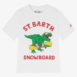 MC2 Saint Barth-Boys White Cotton Dinosaur T-Shirt | Childrensalon Outlet