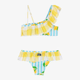 MC2 Saint Barth-Girls Blue Stripes & Lemons Bikini | Childrensalon Outlet