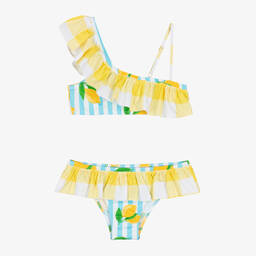 MC2 Saint Barth-Girls Blue Stripes & Lemons Bikini | Childrensalon Outlet
