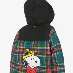 MC2 Saint Barth-Teen Boys Green Tartan Peanuts Puffer Jacket | Childrensalon Outlet