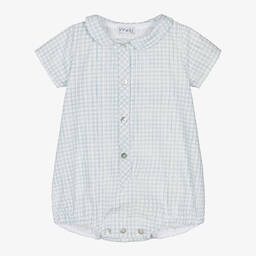 Mebi-Baby Boys Blue Cotton Gingham Shortie | Childrensalon Outlet