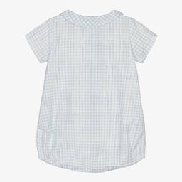 Mebi-Baby Boys Blue Cotton Gingham Shortie | Childrensalon Outlet