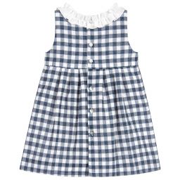 Mebi-Baby Girls Blue Check Dress | Childrensalon Outlet