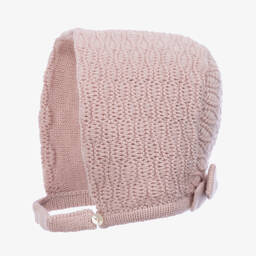 Mebi-Baby Girls Dusky Pink Knitted Bonnet | Childrensalon Outlet