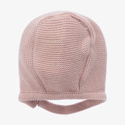 Mebi-Baby Girls Dusky Pink Knitted Bonnet | Childrensalon Outlet