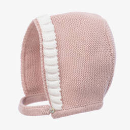 Mebi-Baby Girls Dusky Pink Knitted Bonnet | Childrensalon Outlet