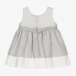 Mebi-Baby Girls Grey Cotton Dress | Childrensalon Outlet