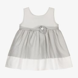 Mebi-Baby Girls Grey Cotton Dress | Childrensalon Outlet