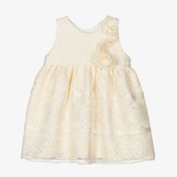 Mebi-Baby Girls Ivory Lace Dress | Childrensalon Outlet