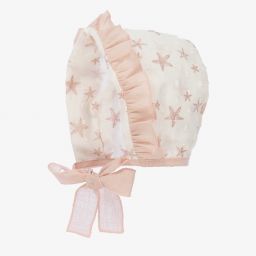 Mebi-Baby Girls Ivory & Pink Bonnet | Childrensalon Outlet