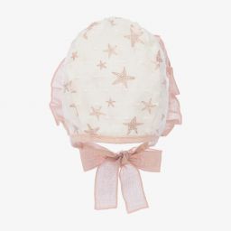 Mebi-Baby Girls Ivory & Pink Bonnet | Childrensalon Outlet