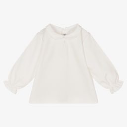 Mebi-Baby Girls Ivory Twill Blouse | Childrensalon Outlet