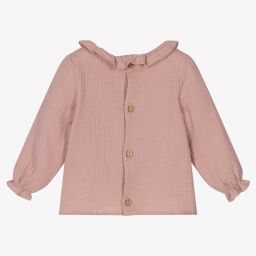 ميبي-Baby Girls Pink Cotton Blouse | Childrensalon Outlet
