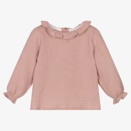 ميبي-Baby Girls Pink Cotton Blouse | Childrensalon Outlet