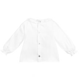 Mebi-Baby Girls White Cotton Blouse | Childrensalon Outlet