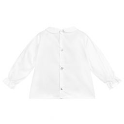 Mebi-Baby Girls White Cotton Blouse | Childrensalon Outlet