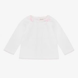 Mebi-Baby Girls White Cotton Jumper | Childrensalon Outlet
