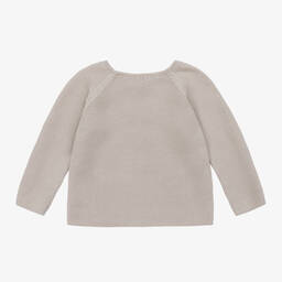 Mebi-Beige Cotton Knit Cardigan | Childrensalon Outlet