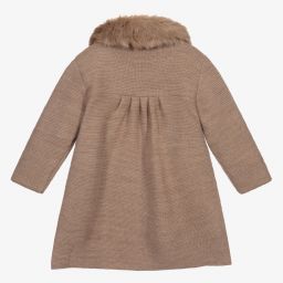 ميبي-معطف مزيج صوف محبوك لون بيج للأطفال | Childrensalon Outlet