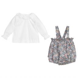 ميبي-تبّان قطن و قميص بوبلين لون أزرق رمادي و أبيض | Childrensalon Outlet