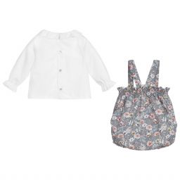 ميبي-تبّان قطن و قميص بوبلين لون أزرق رمادي و أبيض | Childrensalon Outlet