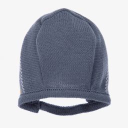 Mebi-Blue Knitted Baby Bonnet | Childrensalon Outlet