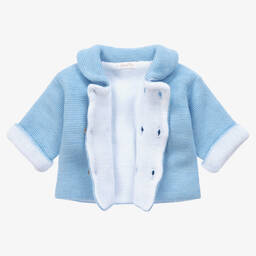 Mebi-Blue Knitted Baby Jacket | Childrensalon Outlet