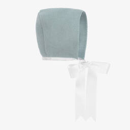 Mebi-Blue Knitted Cotton Baby Bonnet | Childrensalon Outlet