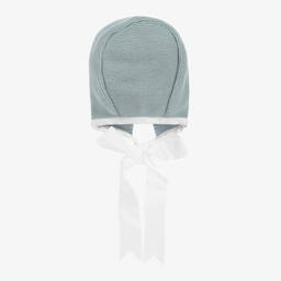 Mebi-Blue Knitted Cotton Baby Bonnet | Childrensalon Outlet