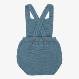 Mebi-Blue Knitted Dungaree Shorts | Childrensalon Outlet