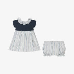 Mebi-فستان صيفي مخطط باللون الأزرق للبنات | Childrensalon Outlet