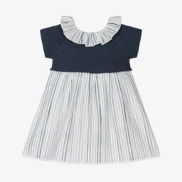 Mebi-فستان صيفي مخطط باللون الأزرق للبنات | Childrensalon Outlet