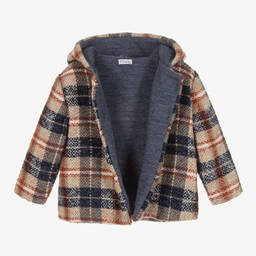 Mebi-Boys Blue & Beige Cotton Coat | Childrensalon Outlet