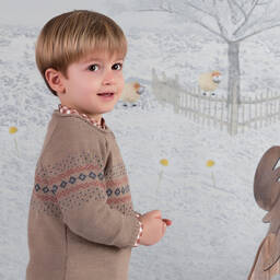 Mebi-Коричневый свитер и синие шорты | Childrensalon Outlet