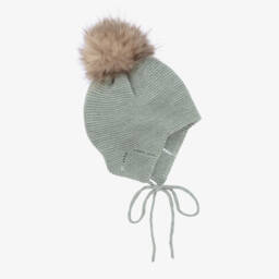 Mebi-Boys Green Pom-Pom Knit Hat | Childrensalon Outlet