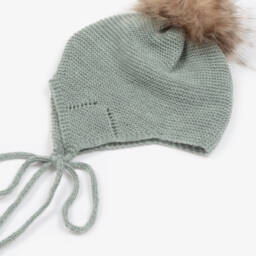 Mebi-Boys Green Pom-Pom Knit Hat | Childrensalon Outlet