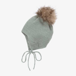 Mebi-Boys Green Pom-Pom Knit Hat | Childrensalon Outlet
